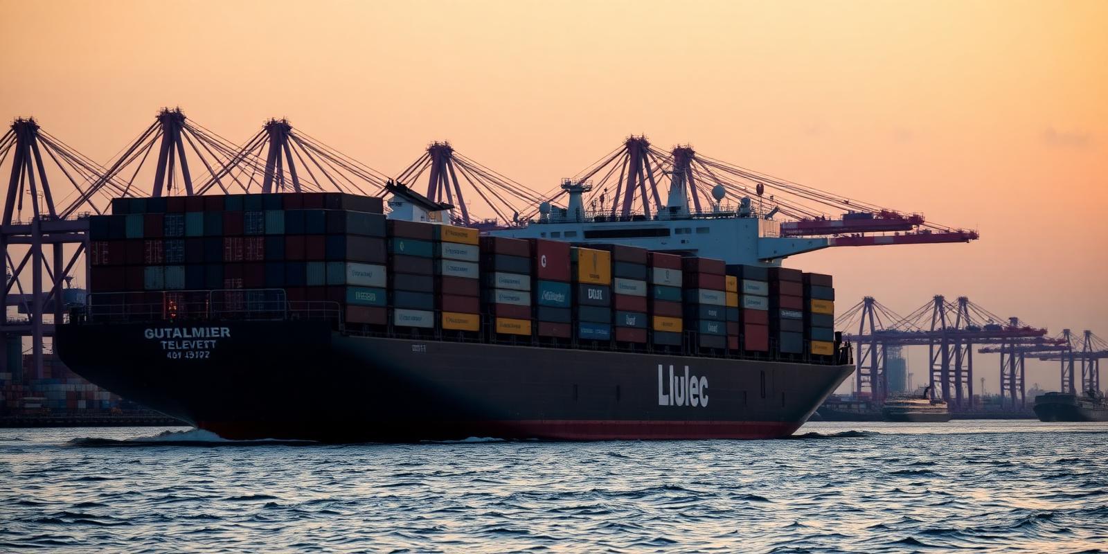Container vessel loading exports at the Port of Colombo